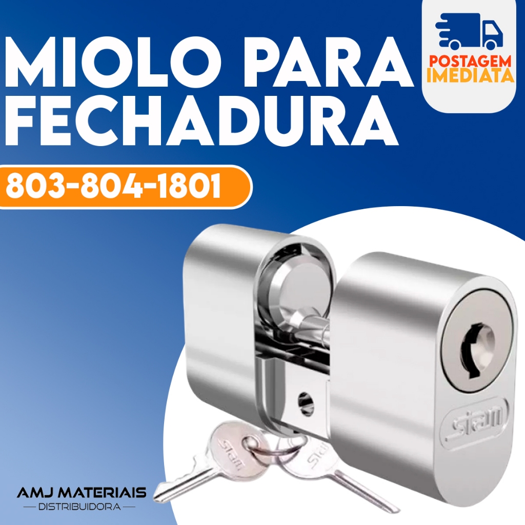 Cilindro Miolo P/ Fechaduras Gorje Cromado C/ 2 Chaves Stam em Oferta na Shopee