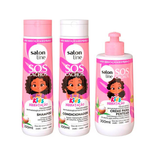 Kit Shampoo + Condicionador + Creme para Pentear 300ml SOS Cachos Kids Hidratação Salon Line em Oferta na Shopee