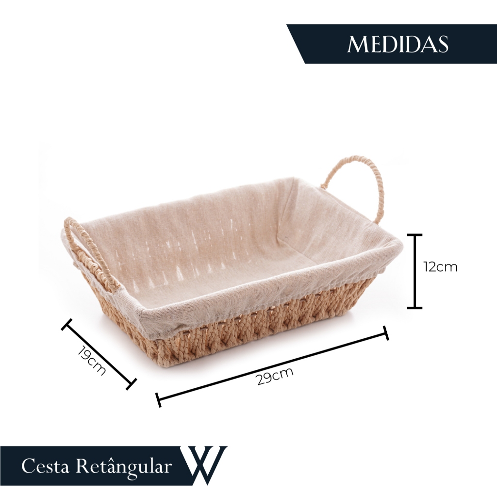 Cesta Retangular com Alça e Forro de Papel 29cm x 19cm Organização Cozinha - Wolff · foto 2