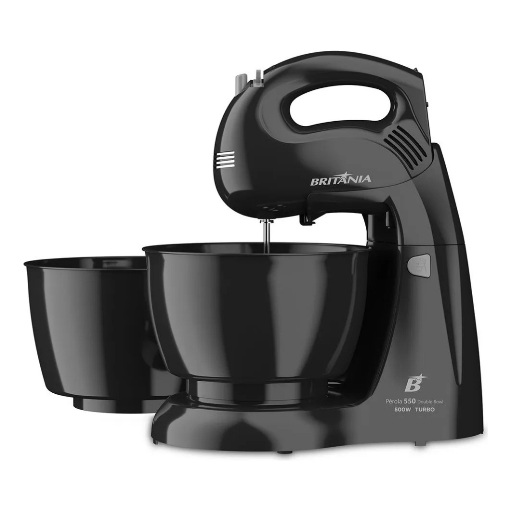 Batedeira Britânia Pérola 550 Turbo Double Bowl 550W Preta 127V