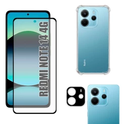 Kit Para Redmi Note 14 4G | Película Fosca de Cerâmica - Capa Anti Shock - Película da Câmera 3D