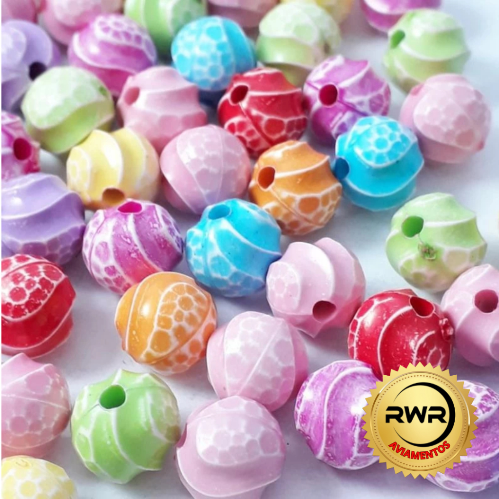 48 unid Miçangas com alto relevo acrílicas coloridas 10mm PESCA PESCARIA - RWR
