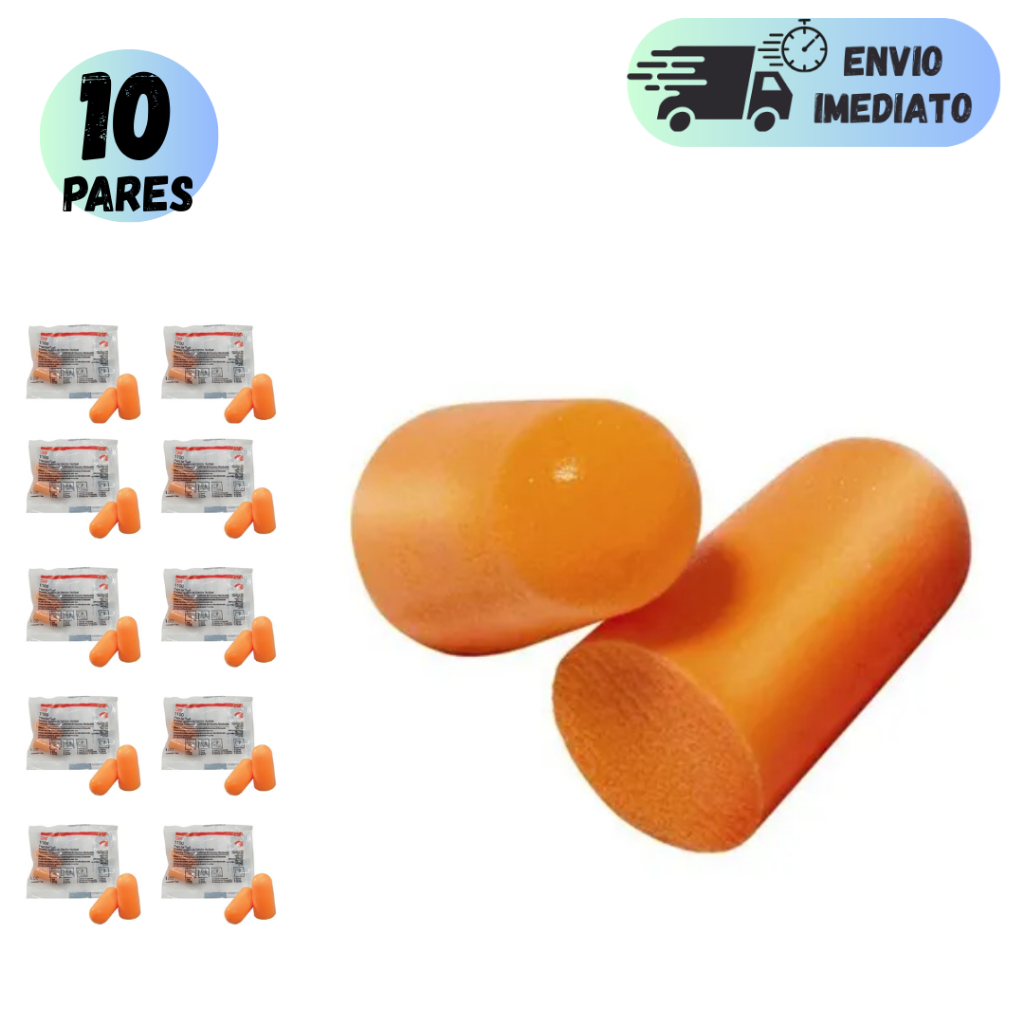 KIT 10 PROTETORES AURICULAR 3M PARA OUVIDOS SEM CORDÃO ABAFADOR DE RUIDO COM CA 5.674 PARA DORMIR