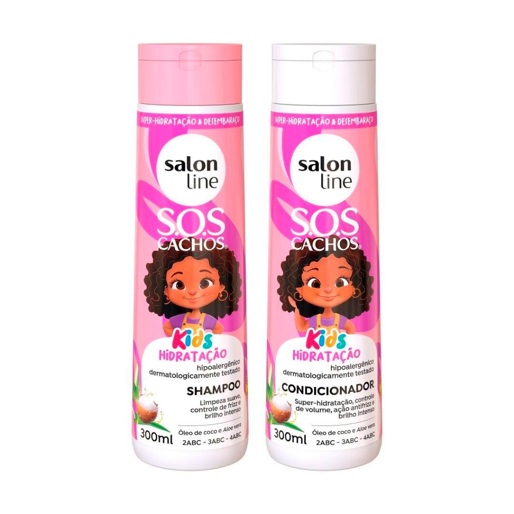 Kit Shampoo e Condicionador SOS Cachos Kids Hidratação Salon Line