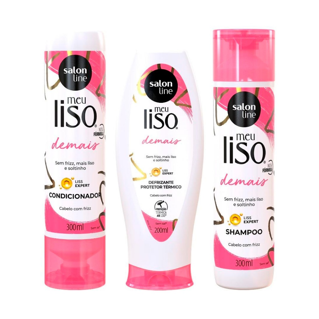 Kit com Shampoo + Condicionador + Defizantre Meu Liso Demais Salon Line