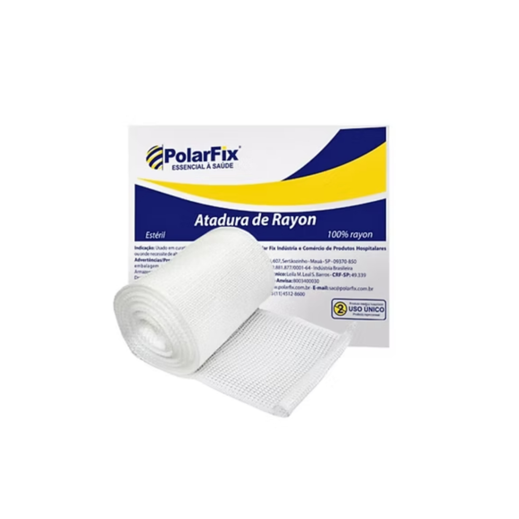 Atadura Rayon p/Curativo 7,5cmx5m Estéril Kit c/5 Unidades - Polarfix
