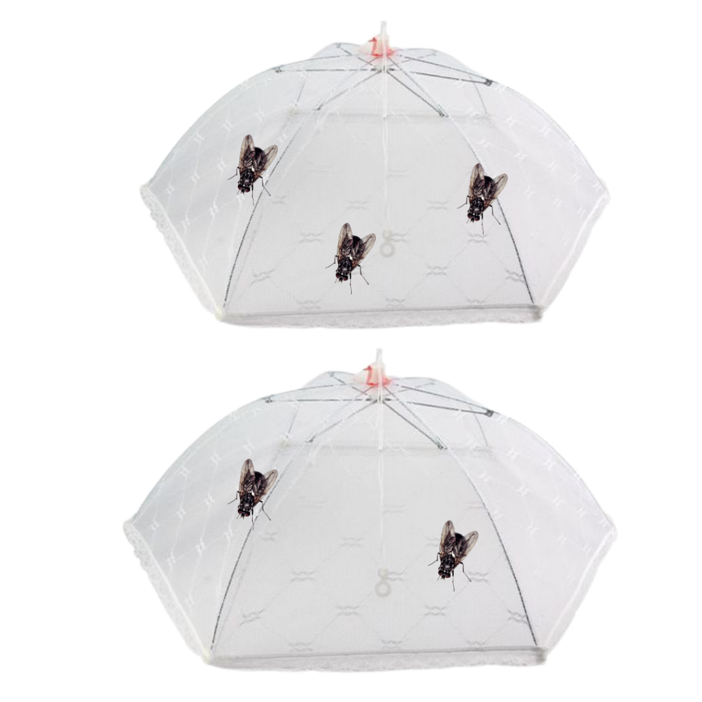 Kit com 2 Telas Protetoras para Alimentos de Tule 53cm Guarda-chuva para Alimentos