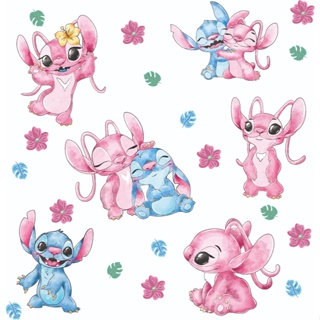 Adesivo de Parede Stitch e Angel Aquarela Infantil Quarto Decoração Flores Menina em Oferta na Shopee