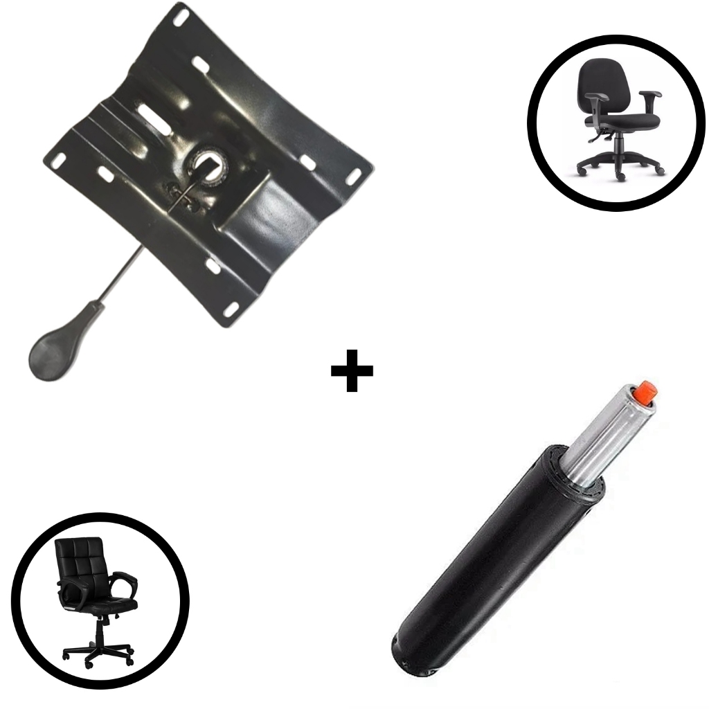 Kit Pistão + Flange Universal Para Cadeira Giratória Secretária Diretor Chair Cadeiras
