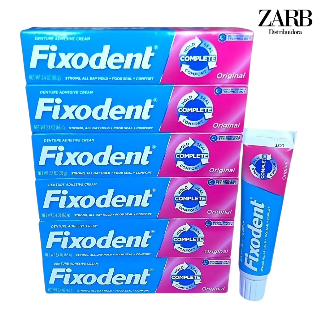 Kit 6 Unidades Fixodent 68g 100% Original (6 Tubos) Adesivo Extra Forte Prótese Total Aplicação Fácil