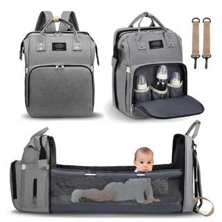 Mochila Bolsa Maternidade Térmica que vira Berço Multifunções Impermeável MY001 em Oferta na Shopee