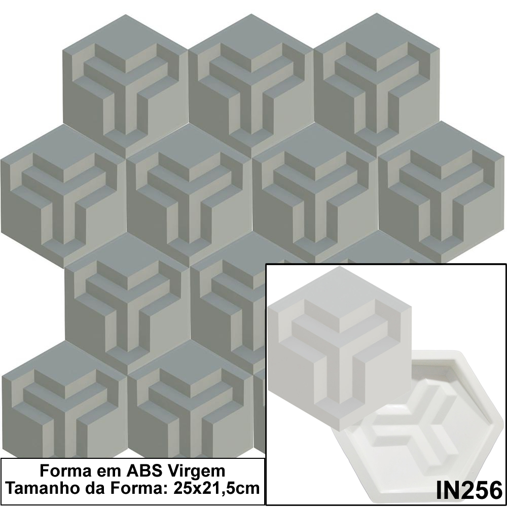 Fôrma 3d Hexagonal Para Produzir Peças de Gesso ou de Cimento 3d 25x21,5cm IN256