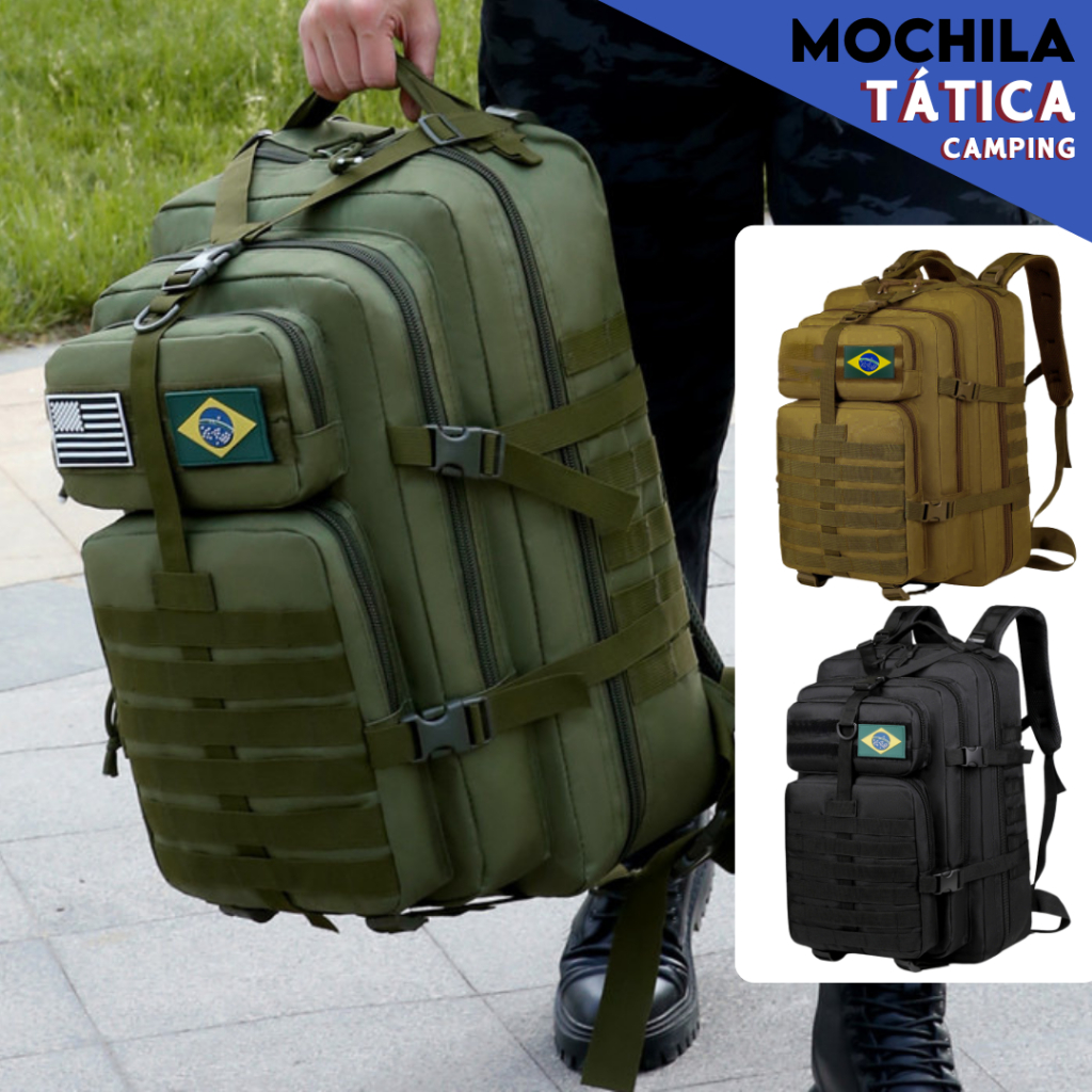 Mochila Militar Tatica Reforçada Impermeável 50 Litros Camping - Mazzal