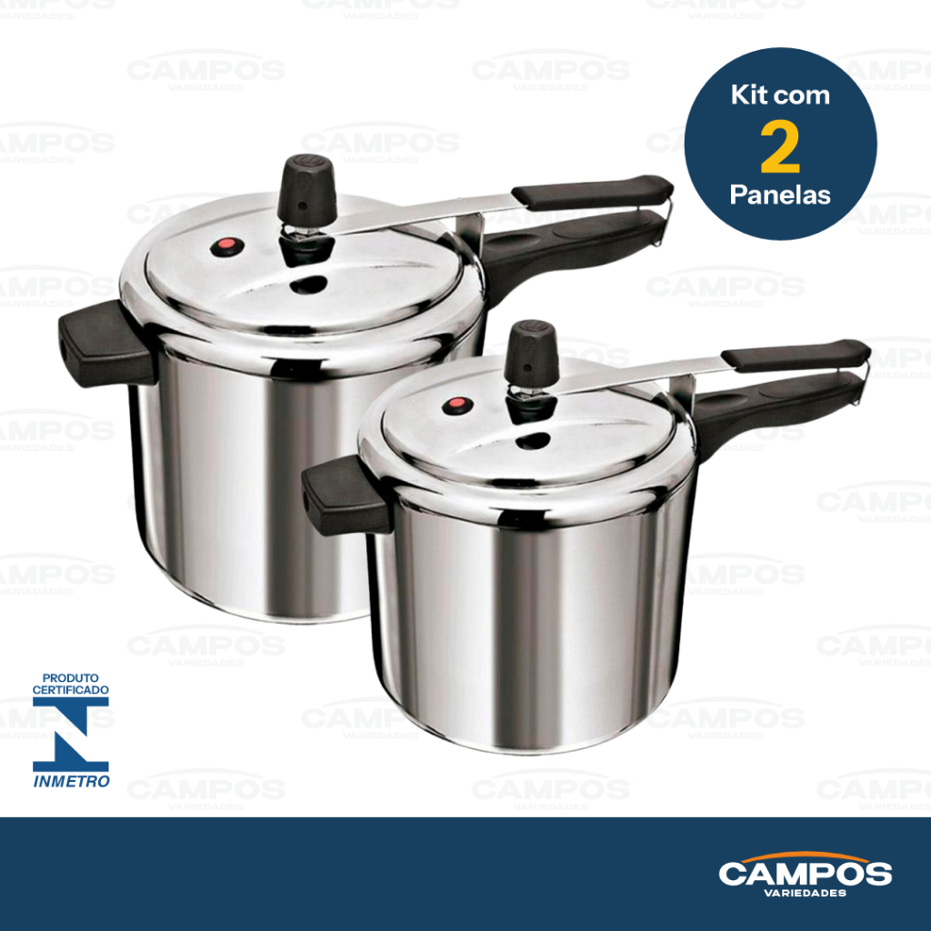 KIT COM 2 PANELAS DE PRESSÃO ASJ ALUMINIO POLIDA VÁRIOS KITS + ENVIO RÁPIDO