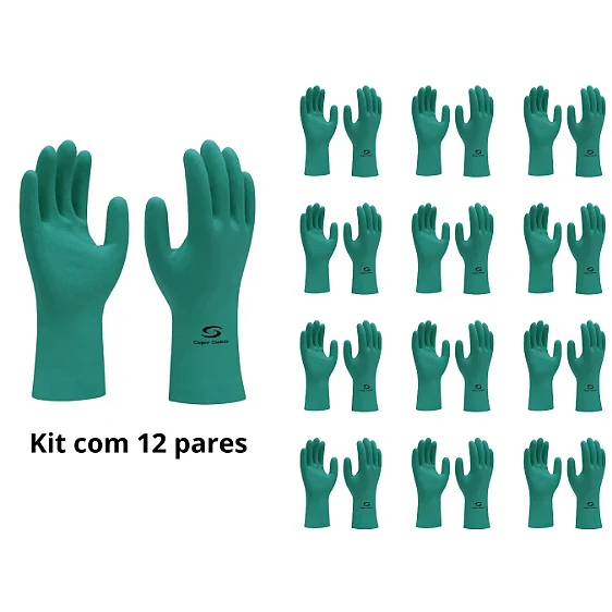 Kit 12 Pares Luva Nitrílica Verde Com Forro Super Nitro Green Super Safety C.A 33334 em Oferta na Shopee