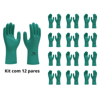 Kit 12 Pares Luva Nitrílica Verde Com Forro Super Nitro Green Super Safety C.A 33334 em Oferta na Shopee