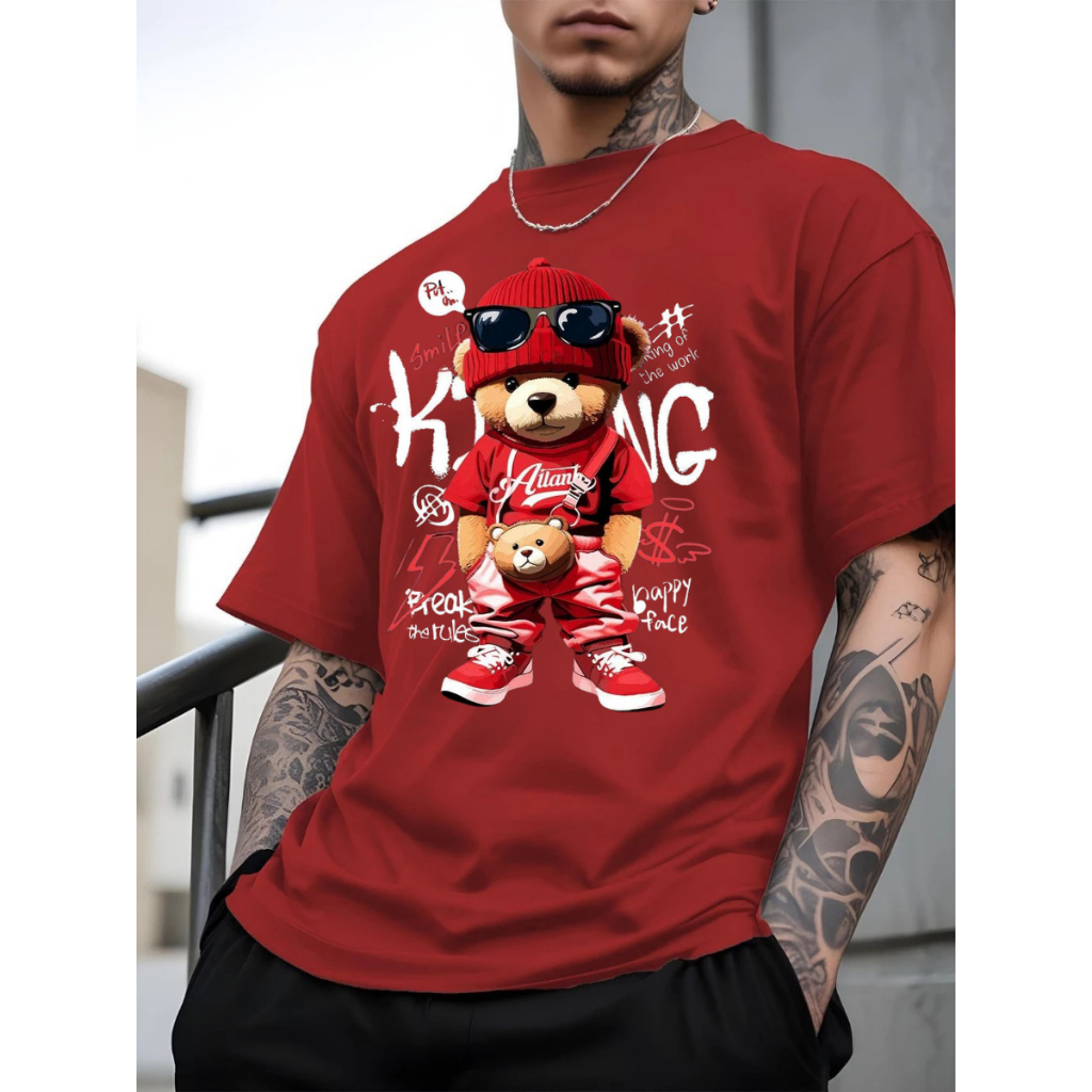 Camiseta Basica Masculina Urso King Camisa T- Shirts Estampada Tecido Premium