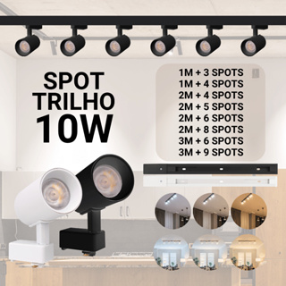 Kit Trilho Spot Led Preto Branco 10w Luz Branco Frio, Neutro ou Quente Interno Bivolt Eletrificado em Oferta na Shopee
