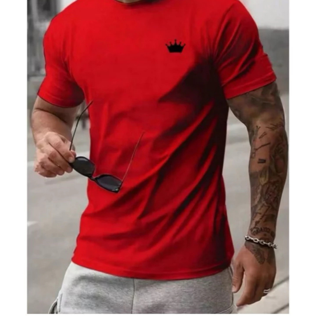 Camisa Camiseta Masculina Coroa Algodão Malha 30.1 Básica em Oferta na Shopee