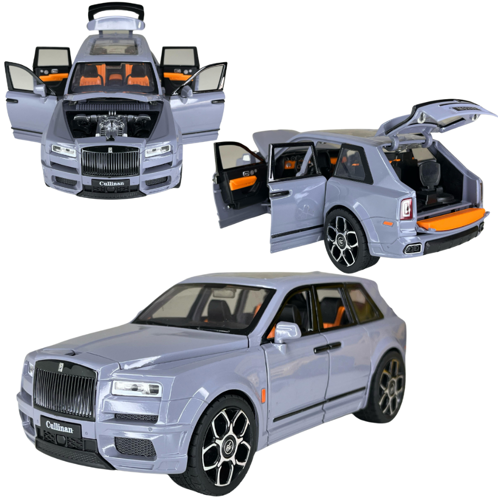 Carrinho metal de luxo Rolls royce abre porta com som e luz