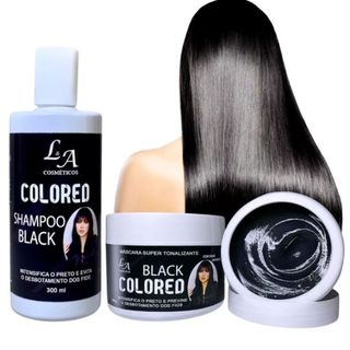 Kit Shampoo e Máscara Tonalizante Black Preto Intenso - S/ Amônia - Resultado 100% Natural