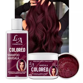 Kit Shampoo e Máscara Tonalizante Marsala Intenso - S/ Amônia - Resultado 100% Natural La cosméticos em Oferta na Shopee
