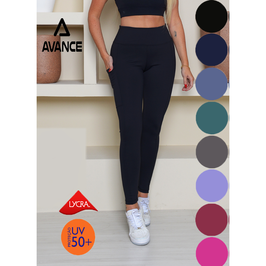 CALÇA LEGGING POLIAMIDA BOLSO CÓS ALTO, ZERO TRANSPARÊNCIA REF:025