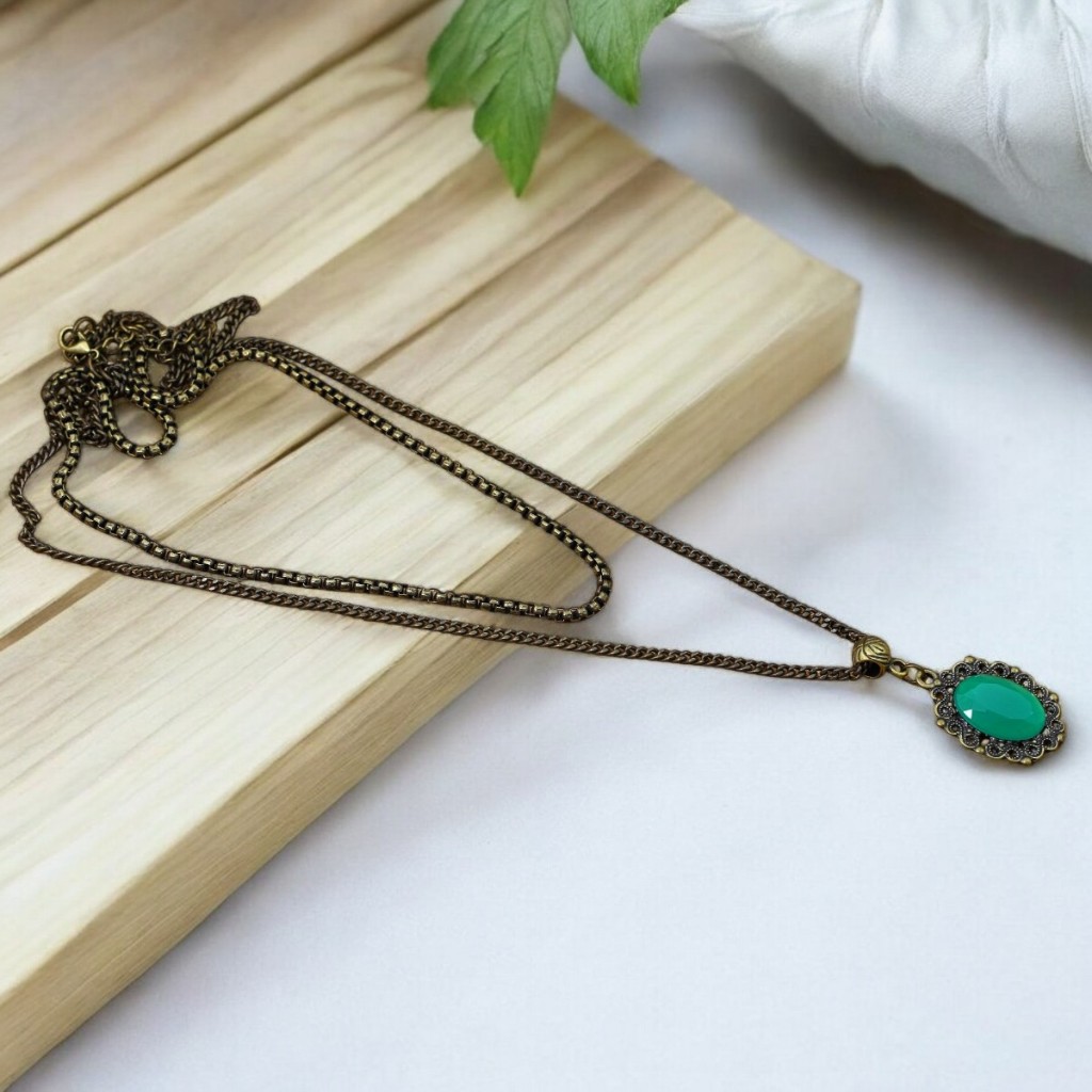 Gargantilha Dupla Verde Boho Chic Bijuterias Femininas