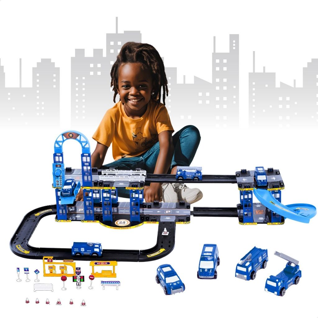 Pista de Carrinhos Policial Brinquedo Infantil Corrida em Oferta na Shopee