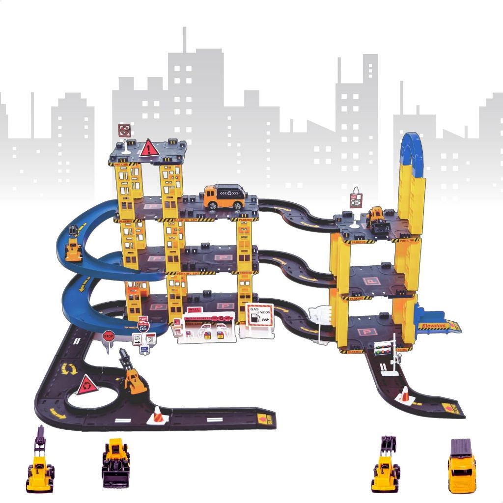 Pista de Carrinhos de Construção Brinquedo Infantil Corrida - Mom & Baby