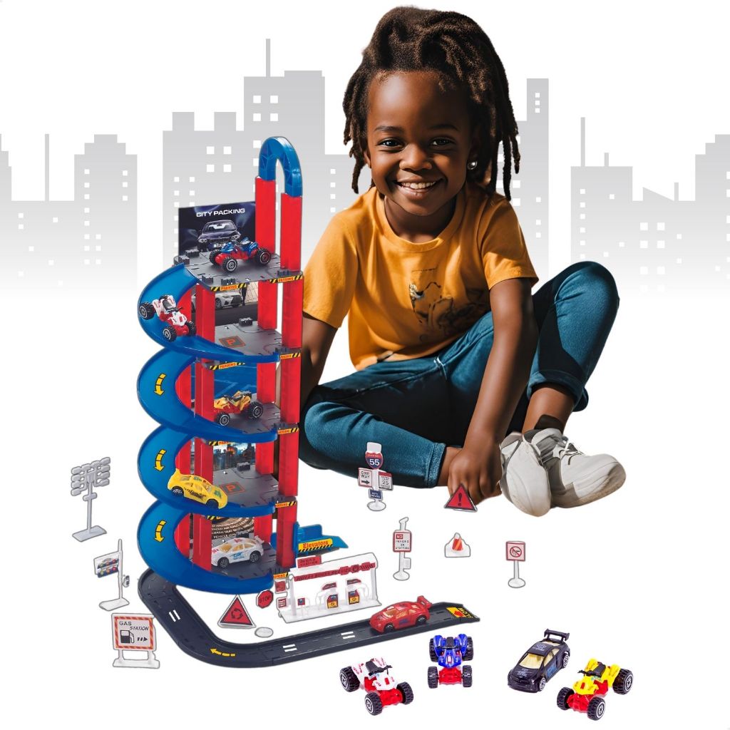 Pista de Carrinhos Estacionamento Brinquedo Infantil Corrida em Oferta na Shopee