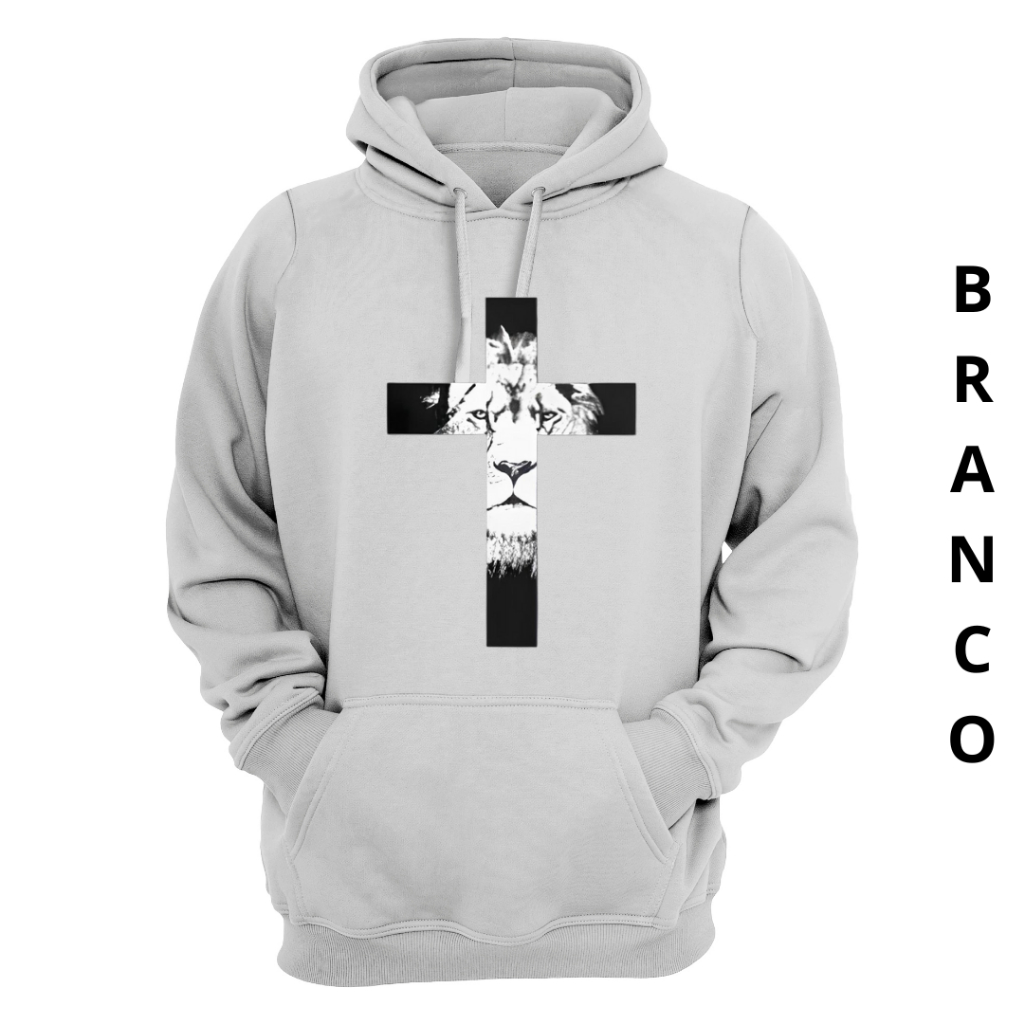 Moleton Unissex Cruz Com Leão Blusa De Frio Envio Rapido