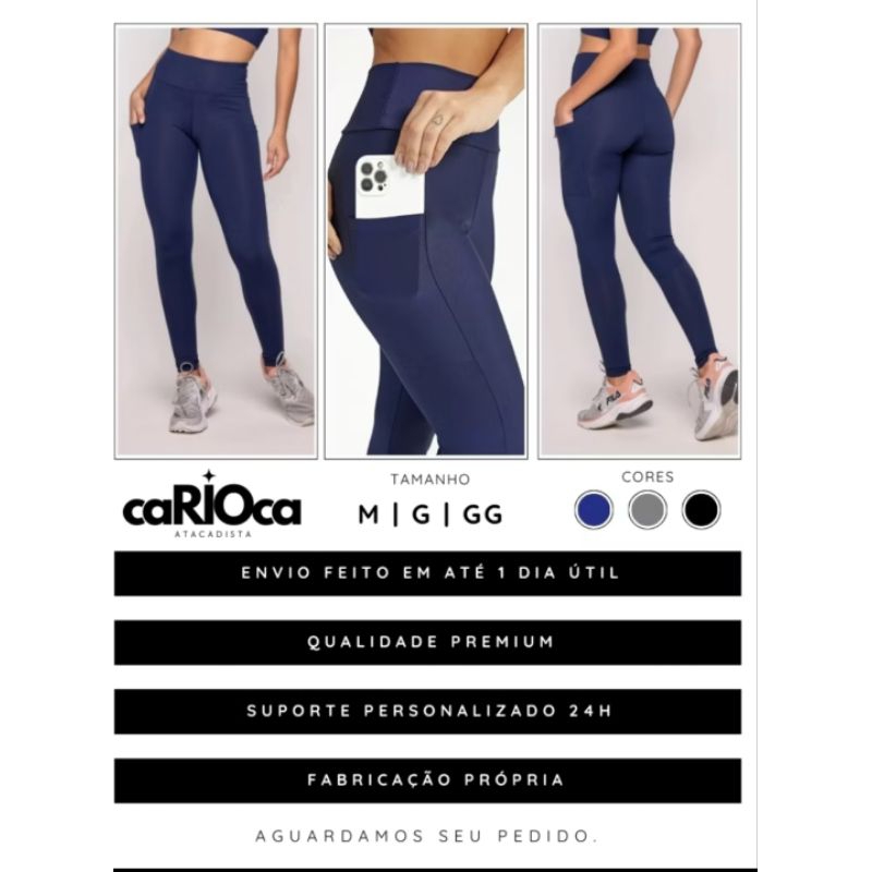 Calça Legging com bolso lateral Zero transparência  fitness academia treino cintura alta