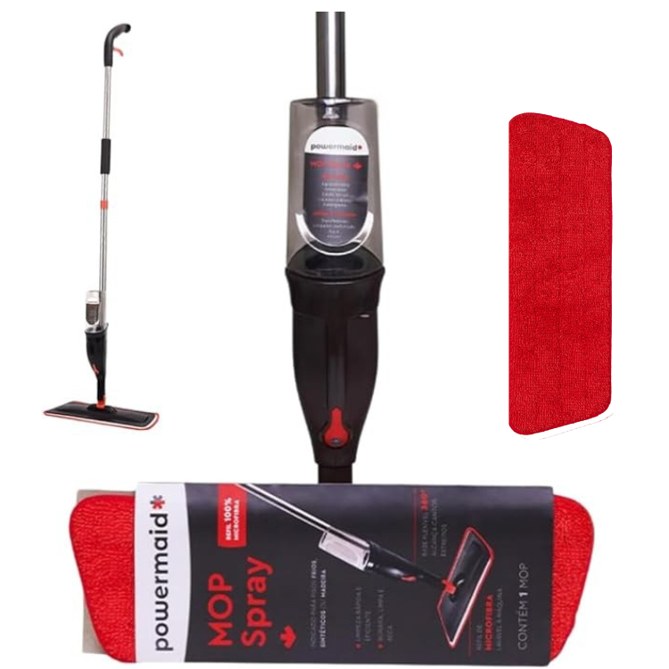 Mop Spray Mágico + Refil Extra Microfibra Reservatório Esfregão Borrifador Velcro Reutilizável
