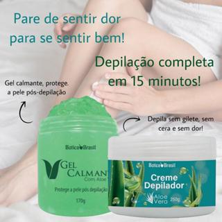 Kit Depilador Creme e Gel Calmante depilatório do corpo e rosto depilação completa em Oferta na Shopee