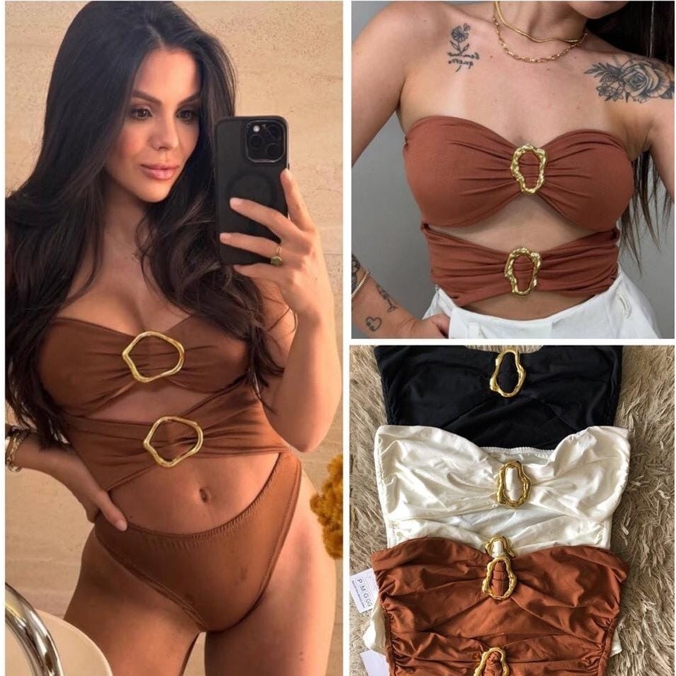 Body Maiô Feminino Tomara Que Caia Com Fivela Moda Verão Suplex Com Poliamida Moda Fashion Casual Elegante