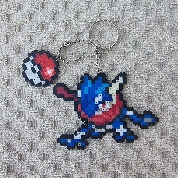 Chaveiro/ Ímã/ Broche Greninja - Pokémon - Pixel Art/ Pixel Arte/ Perler Beads/ Hama Beads