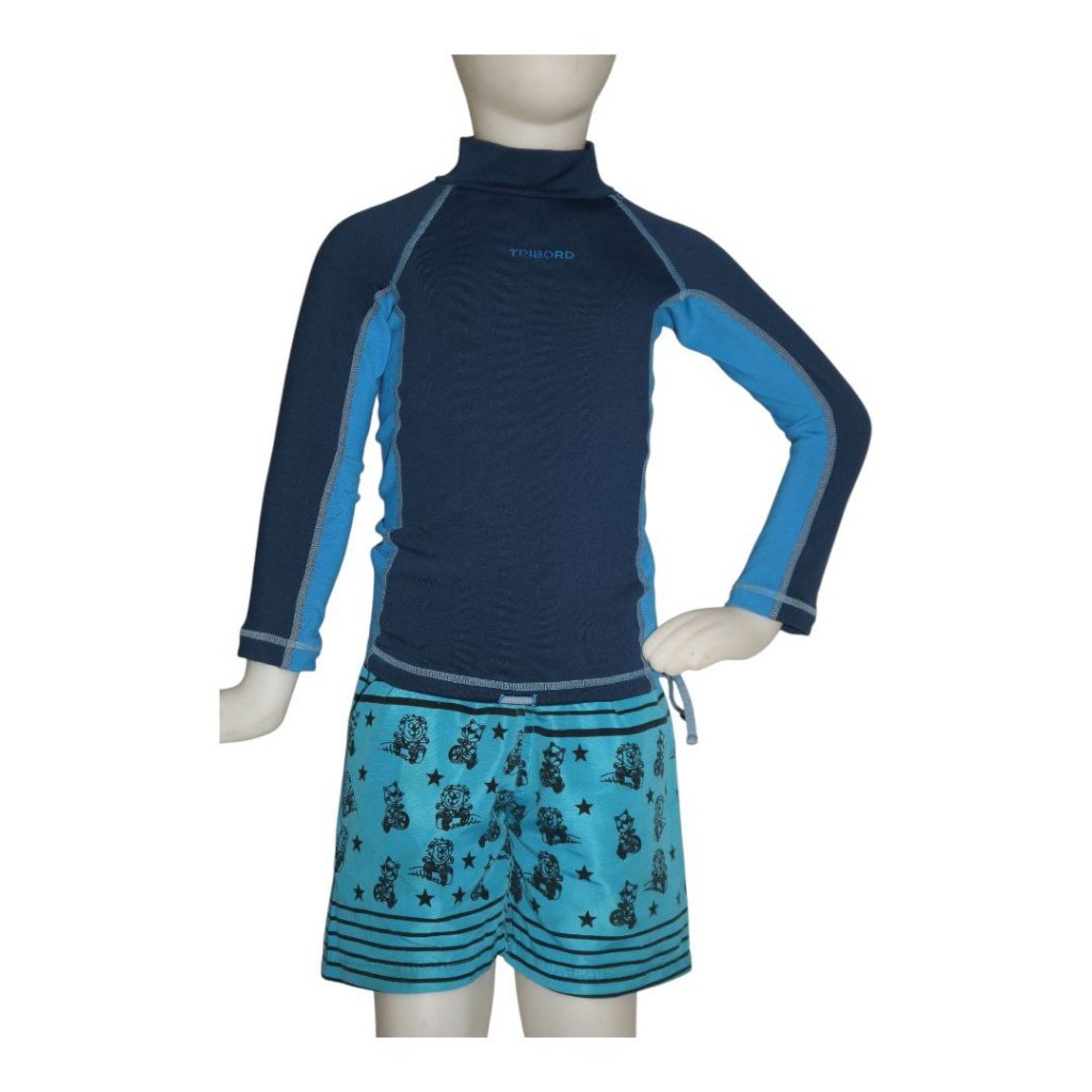Lycra blusa protecao solar tribord menino com short tactel tamanho 3 anos, desapego.