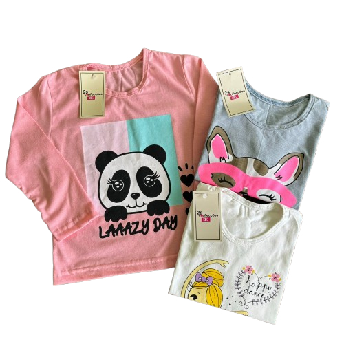 Kit 2 Camiseta Menina Blusa Infantil Manga Longa Juvenil em Oferta na Shopee