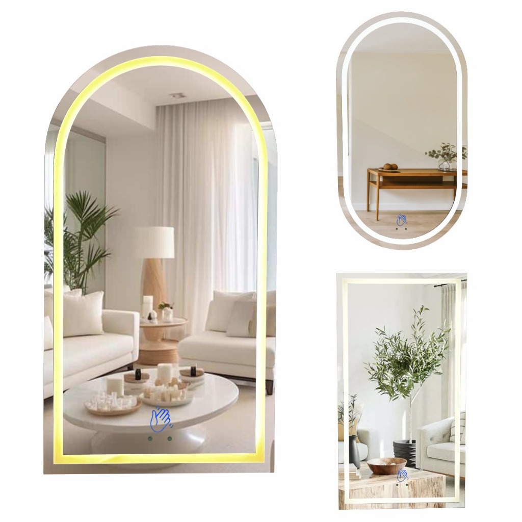 Espelho Jateado 1,10X60cm 3 TONS DE LED e SENSOR de MOVIMENTO Decoração, Camarim, Lavabo, Grande em Oferta na Shopee