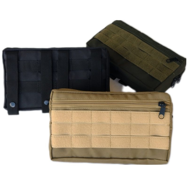 BOLSO TÁTICO HORIZONTAL GRANDE PARA COLETE MODULAR COM REPARTIÇÕES INTERNA E EXTERNA TAN