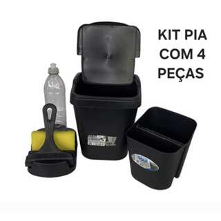 Kit  Cozinha  4  Pecas  Multiuso Pia  Lixeira Rodo de Pia Porta Detergente Porta Talher 4 Peças em Oferta na Shopee