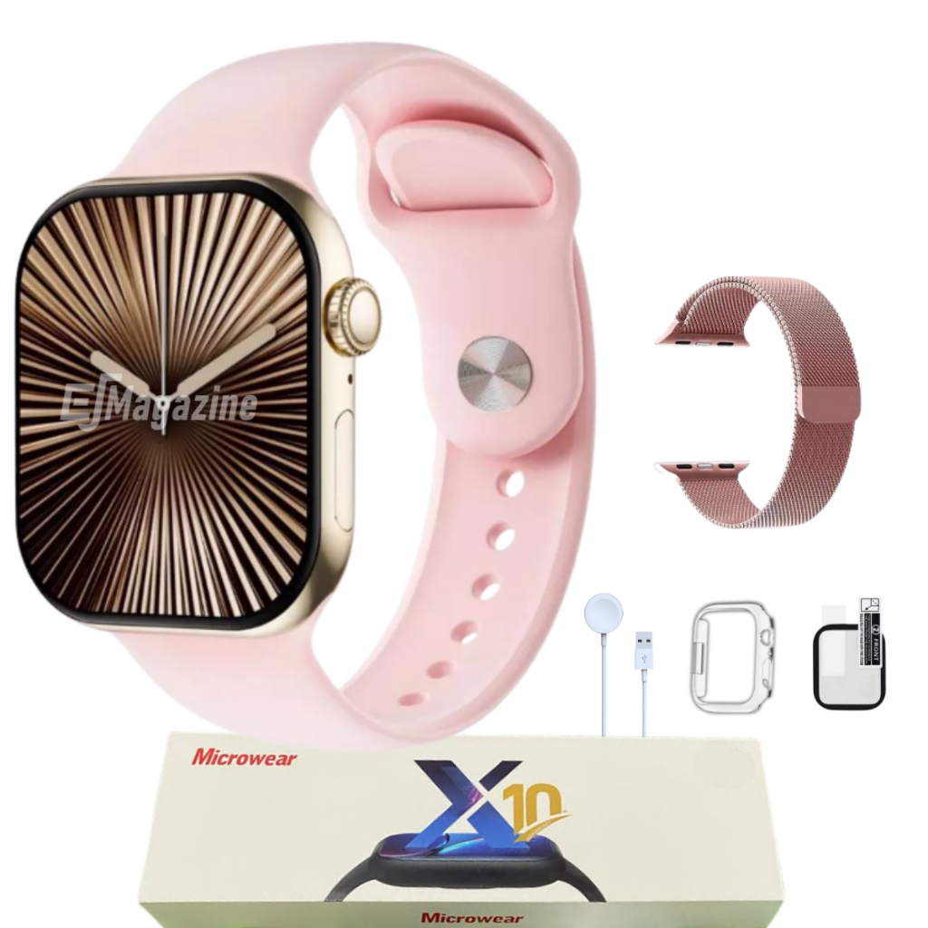Smartwatch S10 Series 10 Relógio Inteligente Feminino Rose Gold Microwear Chat GPT Original