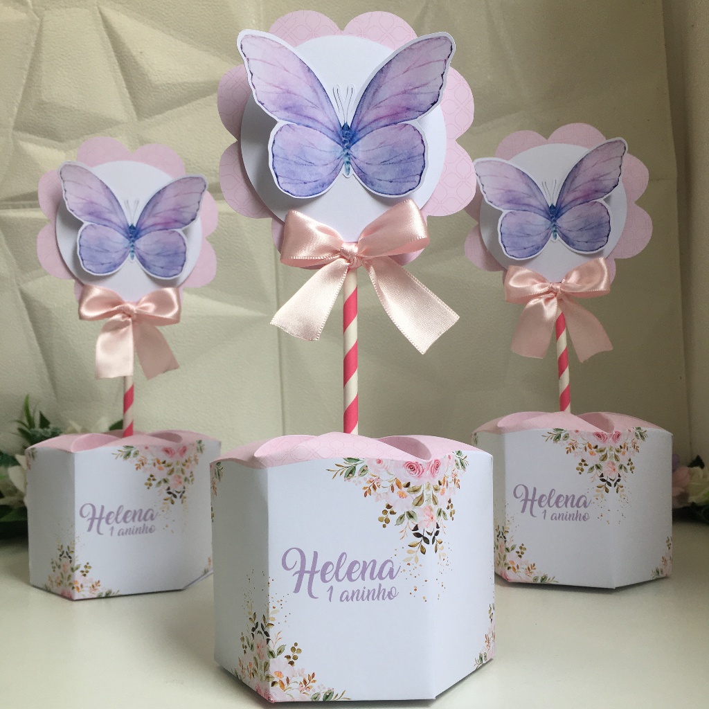 Centro de Mesa Jardim Das Borboletas - Personalizados - Lembrancinha - Aniversário- Festa