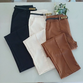 Calça Alfaiataria Feminina Plus Size Com Zíper e Botão Acompanha o Cinto Moda em Oferta na Shopee