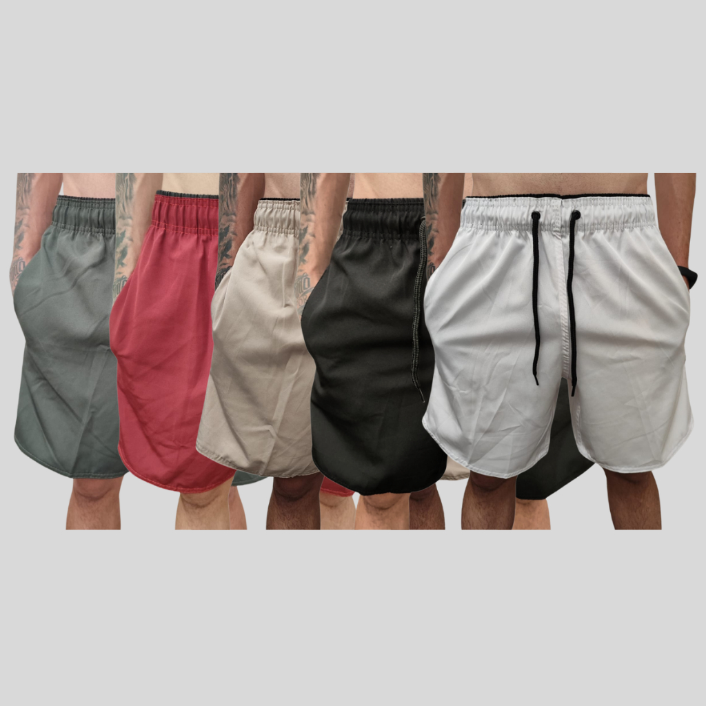 Conjunto 5 Bermudas Tactel Masculinas Com Elastano Shorts de Praia masculino Lançamento