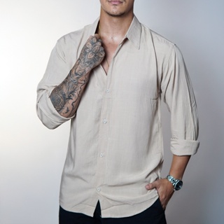 Camisa de Linho Manga Longa Viscolinho Old Money Elegante Praia Verão Casual Muitas Cores em Oferta na Shopee