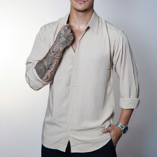 Camisa de Linho Manga Longa Viscolinho Old Money Elegante Praia Verão Casual Muitas Cores