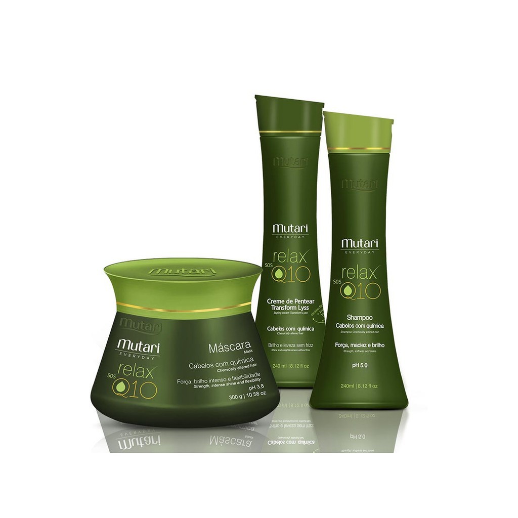 Kit Mutari Sos Q10 Relax Tratamento Cabelos Com química.NF