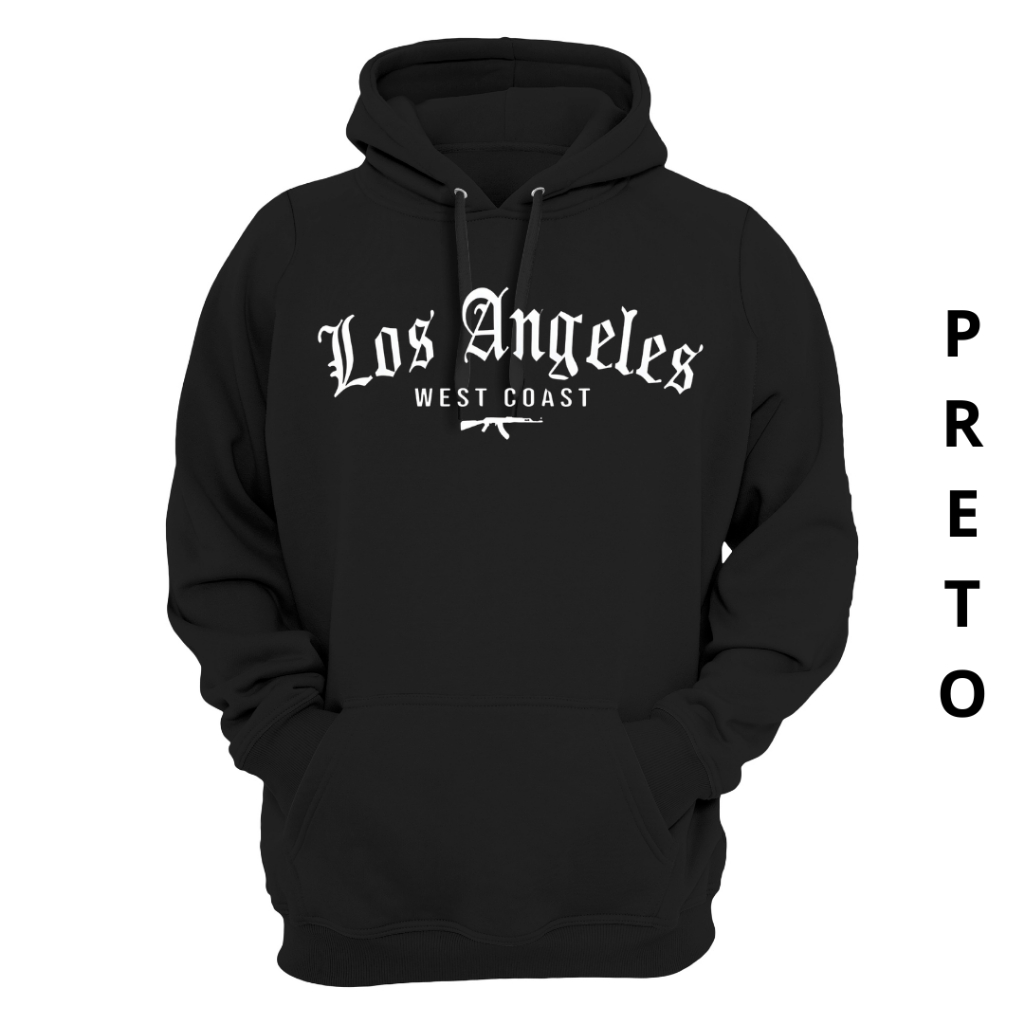 Moleton Unissex Los Angeles Escrita Branca Blusa De Frio De Envio Rapido